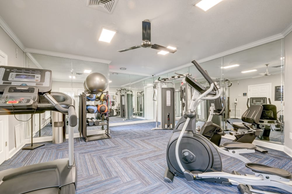 Exercise equipment in the fitness center at The Park at Northside in Macon, Georgia