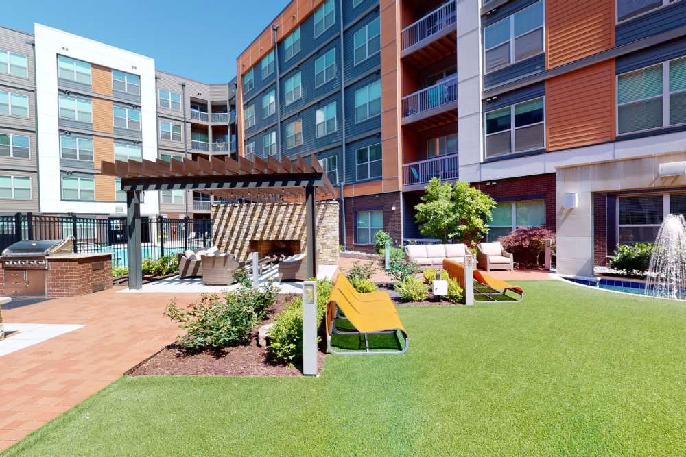 Outdoor community area at Discovery Square in Herndon, Virginia