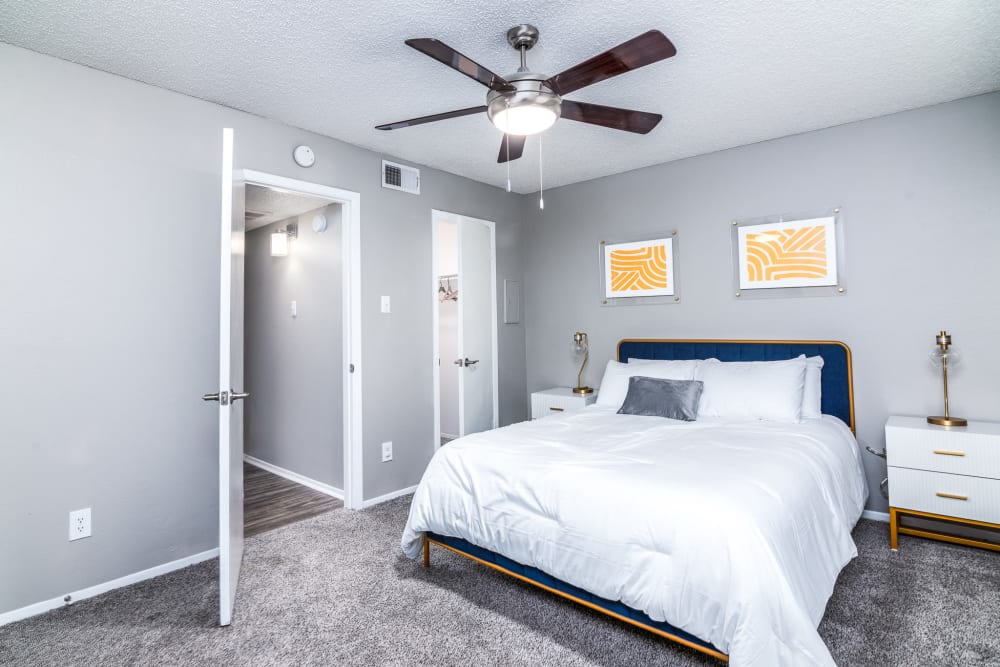 Renovated bedroom at Sagamore Apartment Homes in Benbrook, Texas