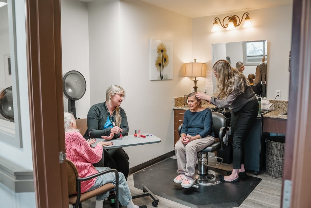 Our residents at the salon at Highline Place in Littleton, Colorado