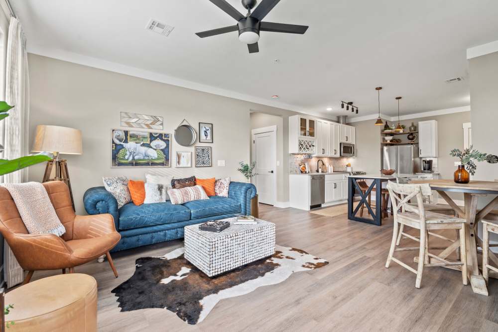 Model living room at Upper East in Frederick, Maryland