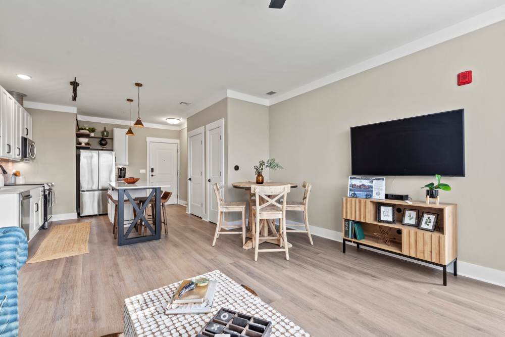 Big living room in a model home at Upper East in Frederick, Maryland