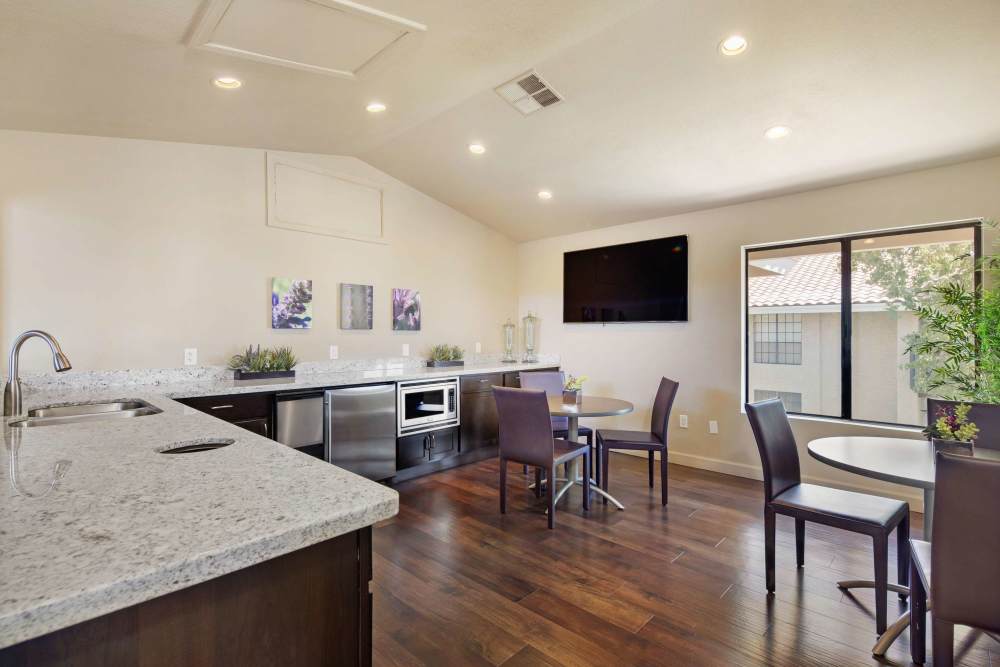 Clubhouse community kitchen at Fountain Palms in Peoria, Arizona