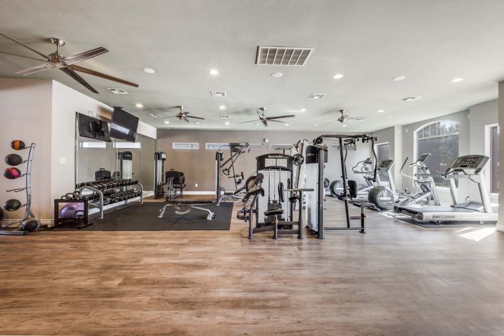 Fitness center at Oak Crest in Houston, Texas