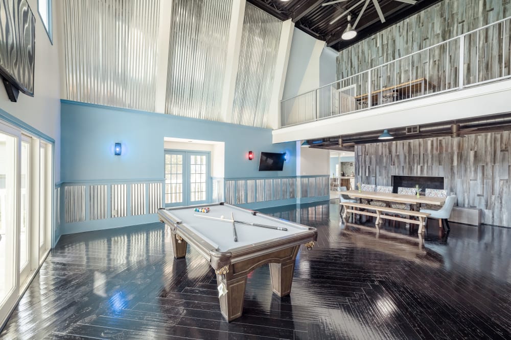 A billiards table in the community clubhouse at LaVista Crossing in Tucker, Georgia