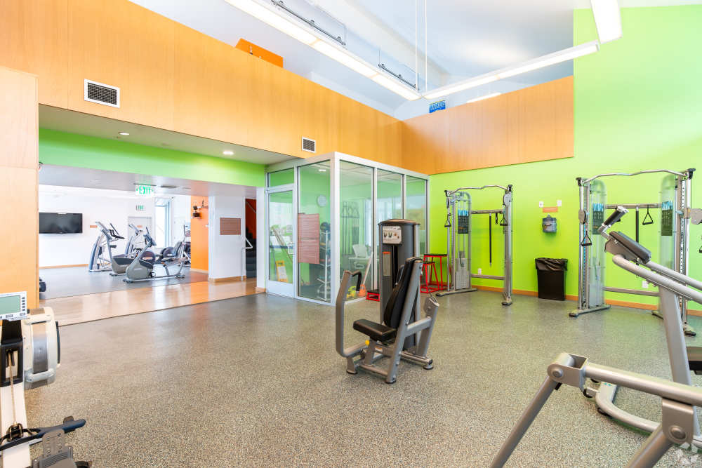 Gym with lots of color Lakeside Village in San Leandro, California