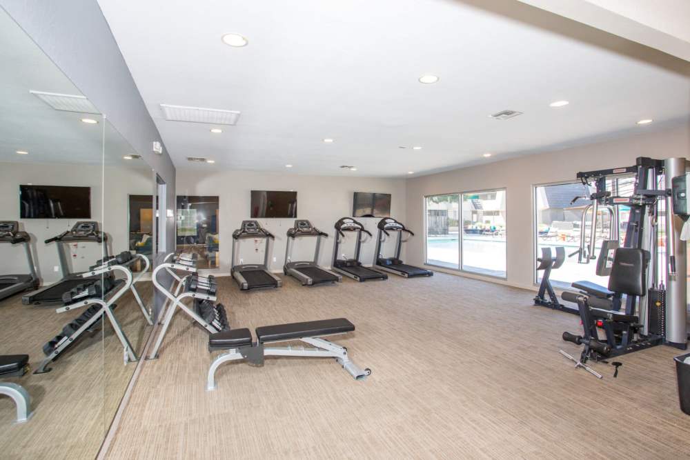 Fitness center at Highland Park in Tempe, Arizona