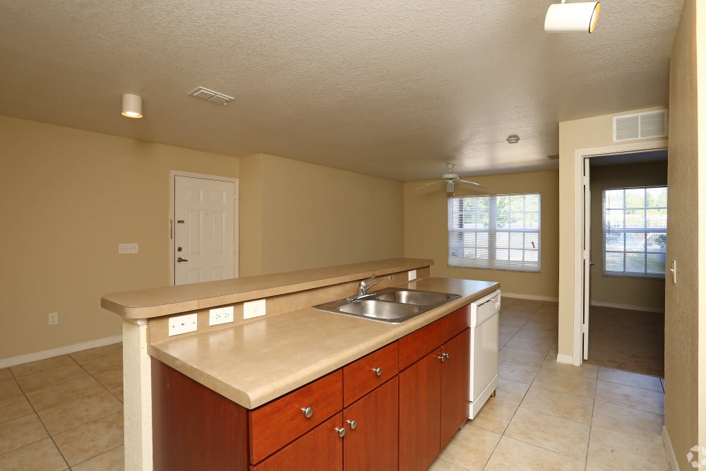 Kitchen with counter at Palmetto Ridge in Titusville, Florida