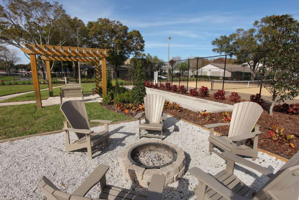 Outdoor firepit at Four Lakes at Clearwater in Clearwater, Florida