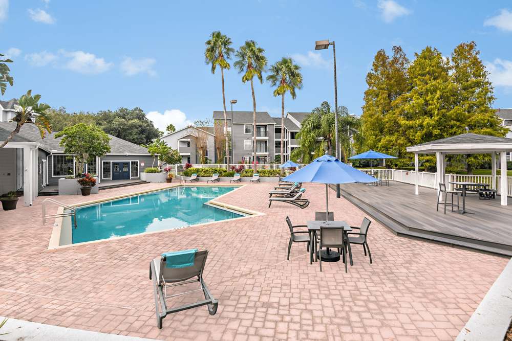 Lounge poolside at Fourteen01 Apartments in Orlando, Florida
