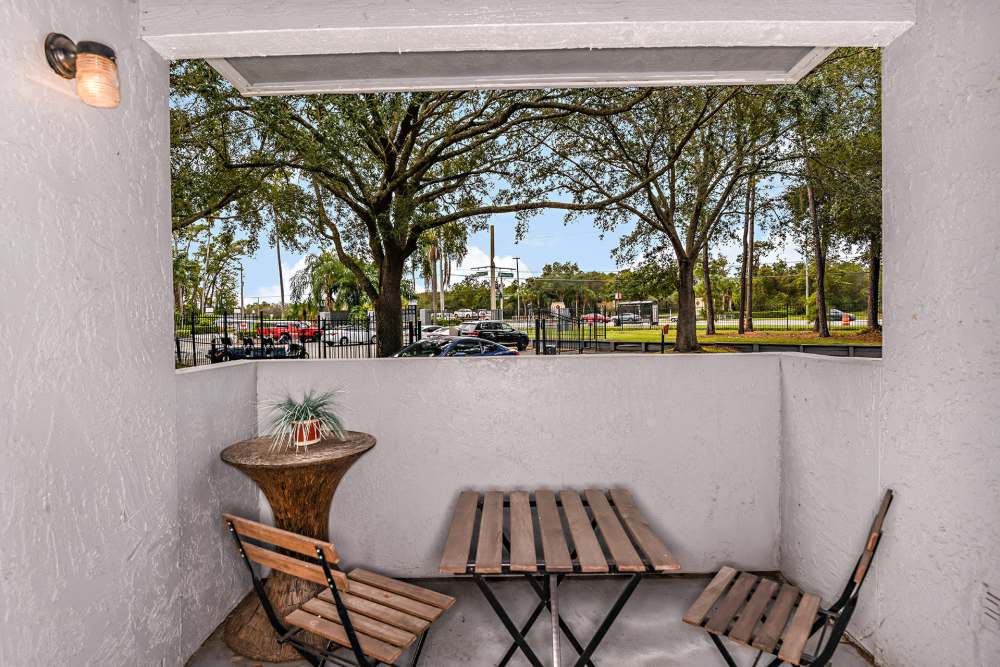 Private patio at Fourteen01 Apartments in Orlando, Florida