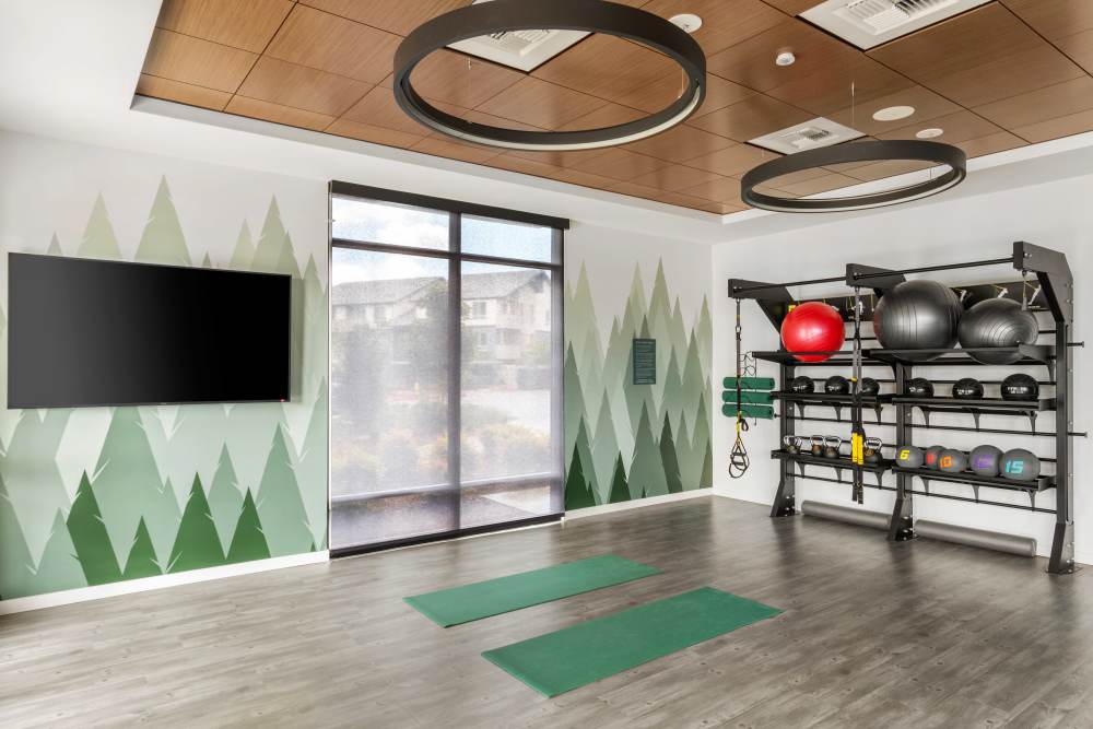 Well-equipped fitness center at 207 East in Edgewood, Washington