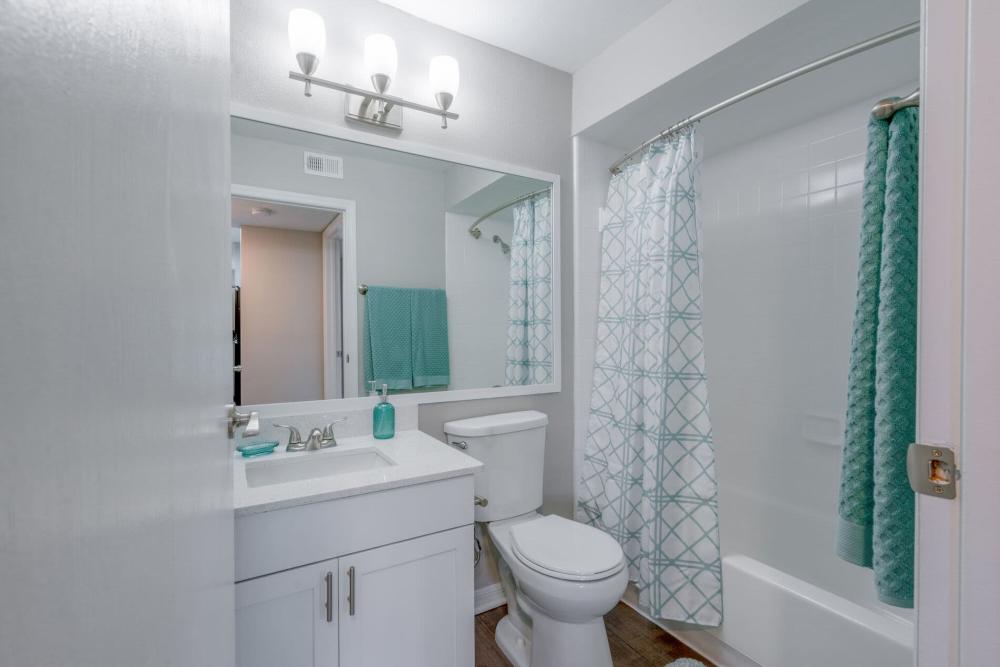 White themed bathroom at The Edge at Brandon in Brandon, Florida