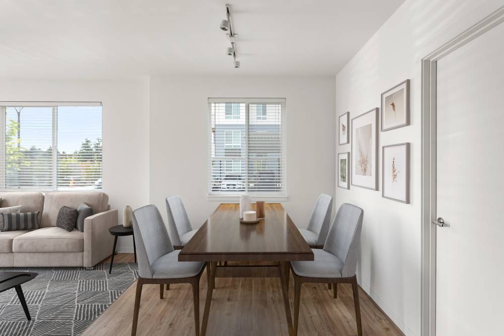 Dining area in a home at Helm in Everett, Washington