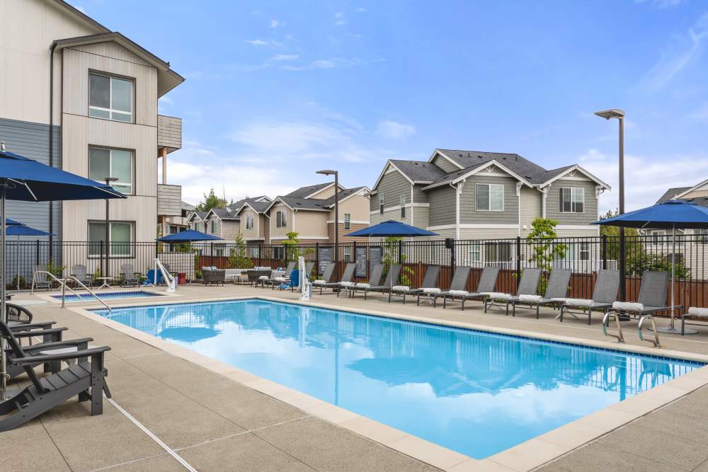 Sparkling swimming pool at Helm in Everett, Washington