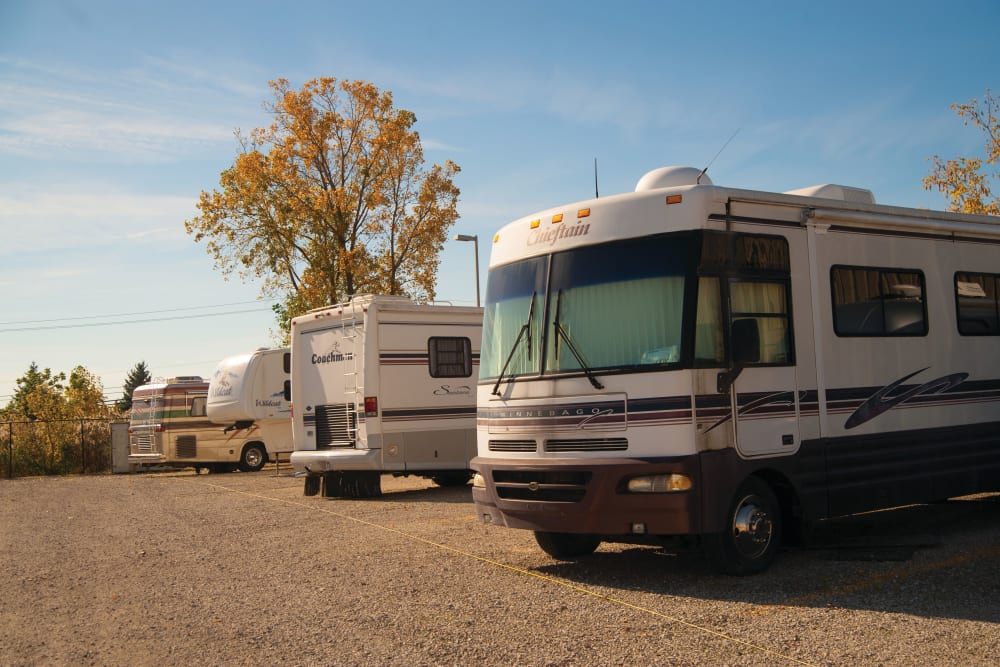 Outdoor RV parking at Snell Self Storage in Troy, Michigan