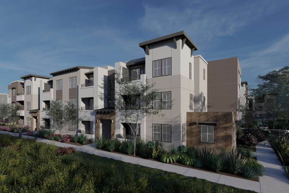 Path around the community at Monamos Terrace Apartments in Murrieta, California