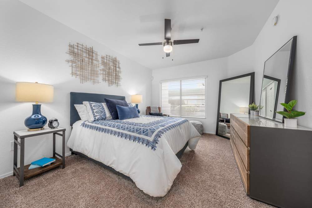 Spacious and well lit bedroom in model home at Luna at Fountain Hills in Fountain Hills, Arizona