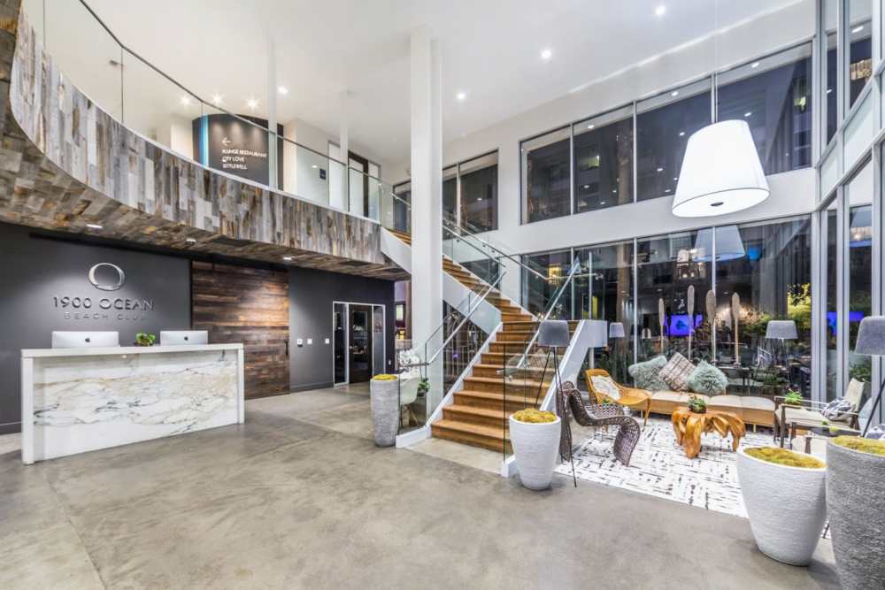Interior lobby with premium feel at 1900 Ocean Apartment Homes in Long Beach,California