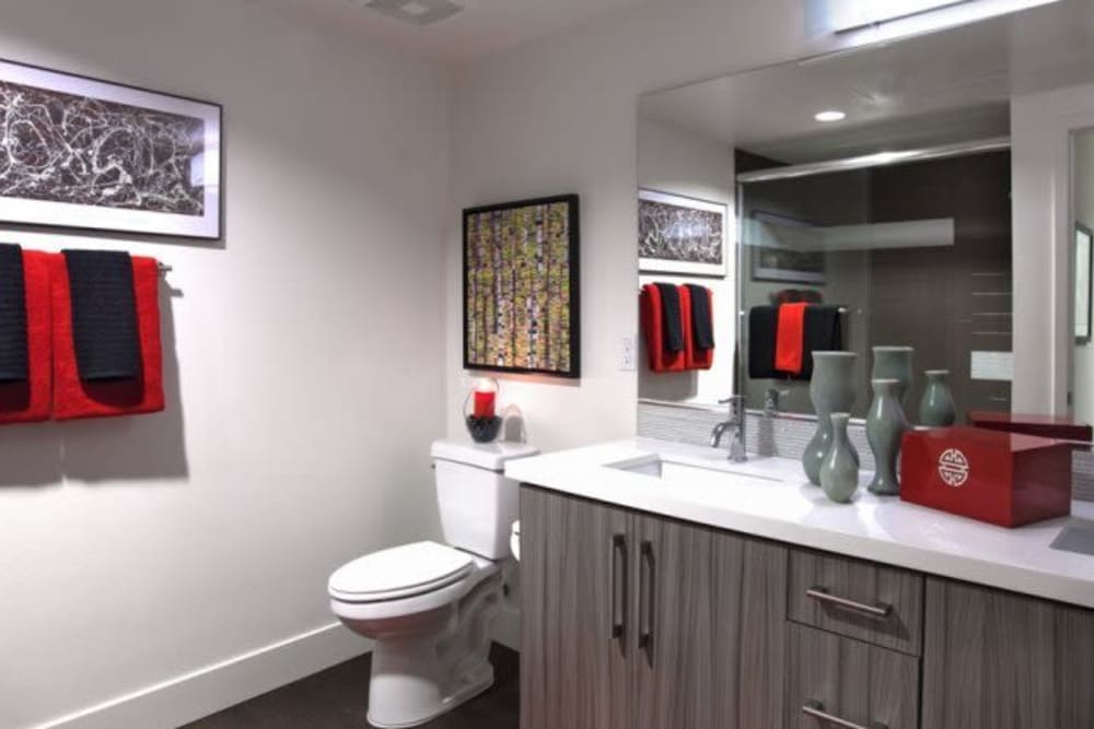 Bathroom at The Marke Apartment Homes in Santa Ana,