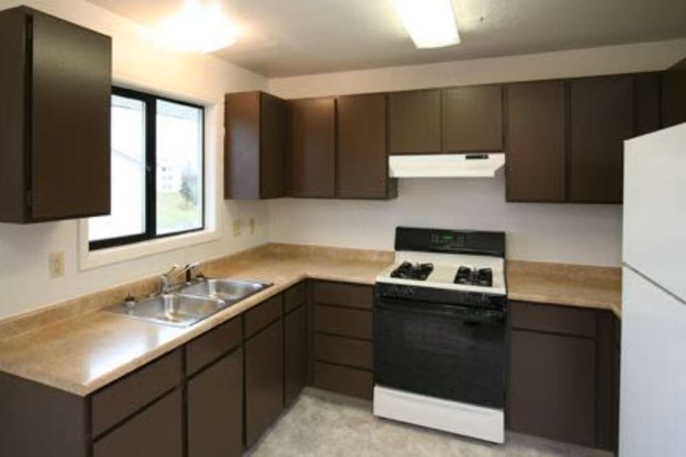Kitchen with appliances at Jewel Lake Villa in Anchorage, Alaska