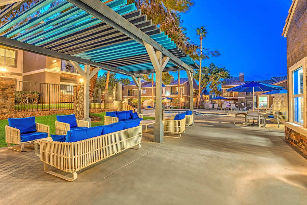 Covered patio seating at The Marlow in Henderson, Nevada
