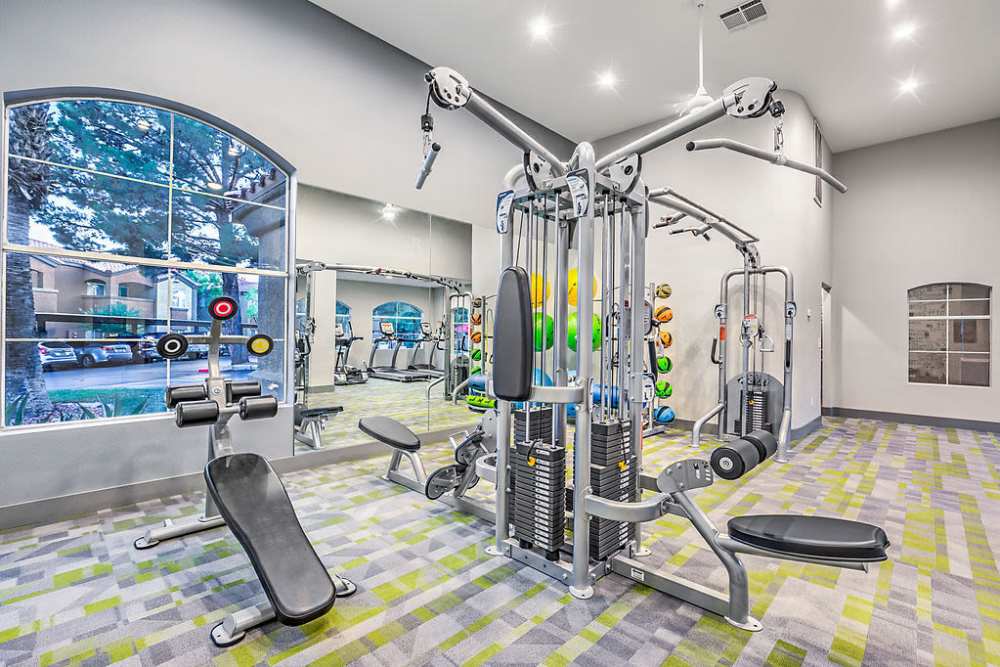 Fitness center with exercise machines at Collage in Las Vegas, Nevada