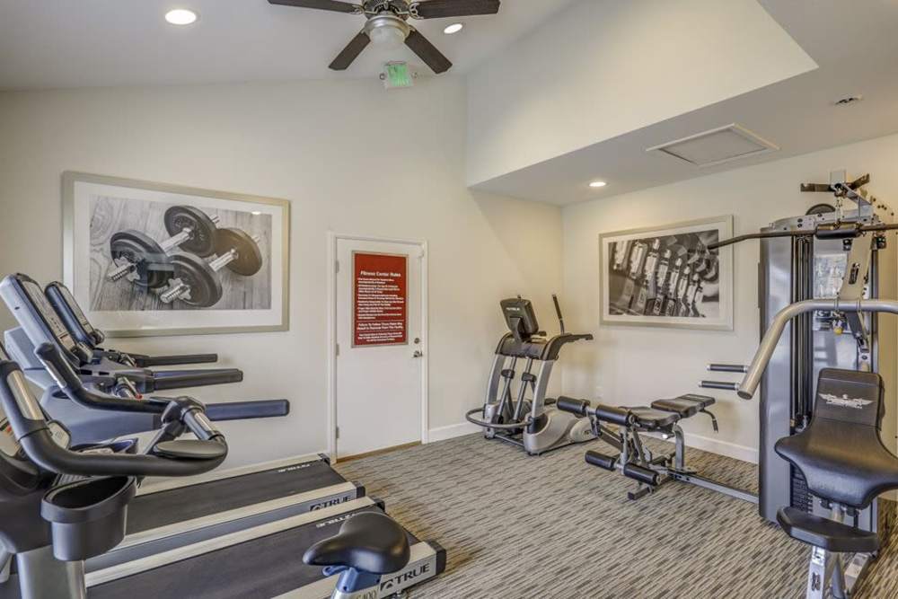 Fitness center with plenty of individual workout stations at Ascent at Lowry in Denver, Colorado