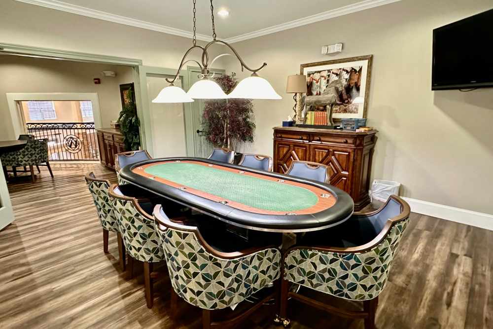 Game room table with comfortable seating offering a fun entertaining space for social gatherings
