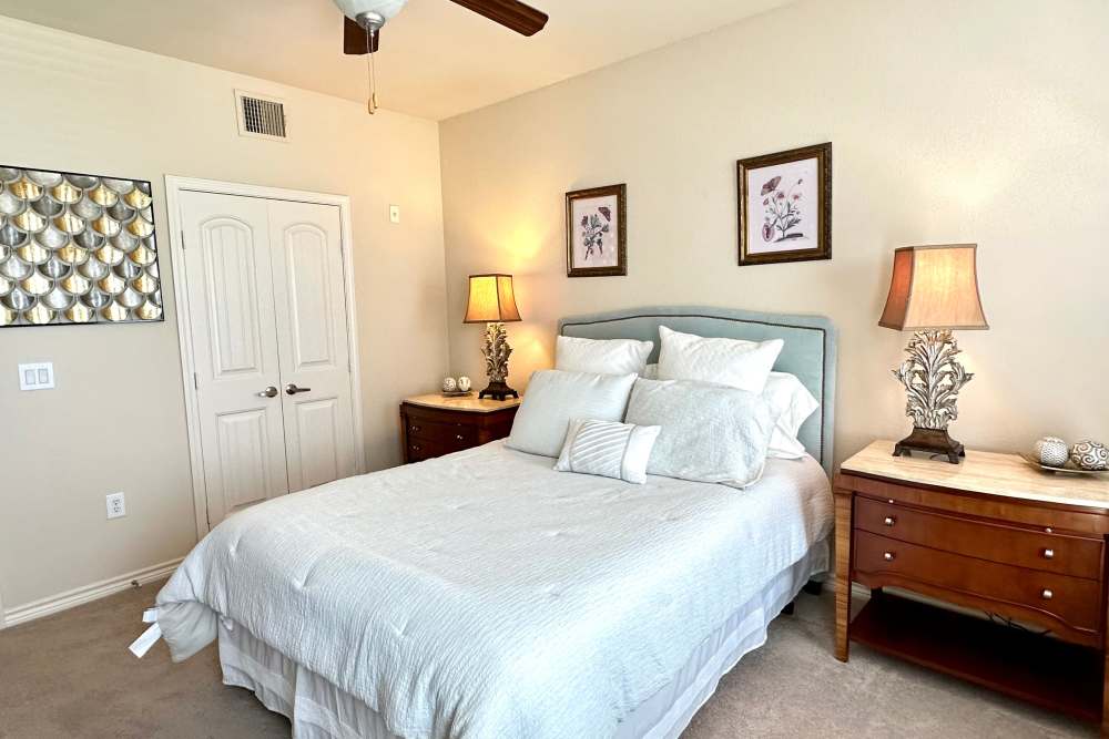Comfortable bedroom with a plush bed soft bedding and stylish decor for relaxation and rest