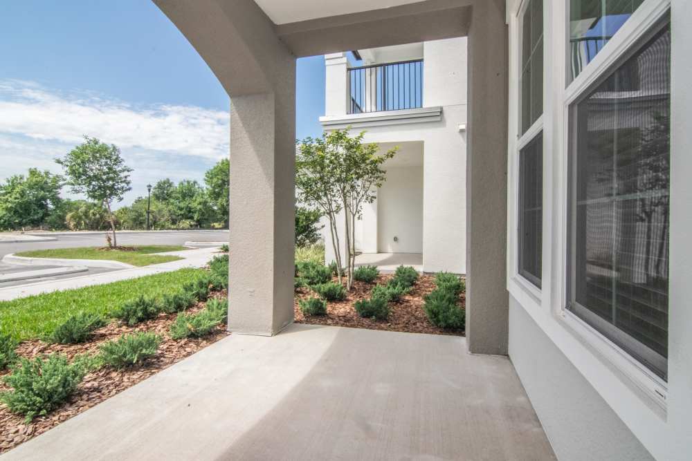 Private balcony at Shadetree Apartments in Ruskin, Florida