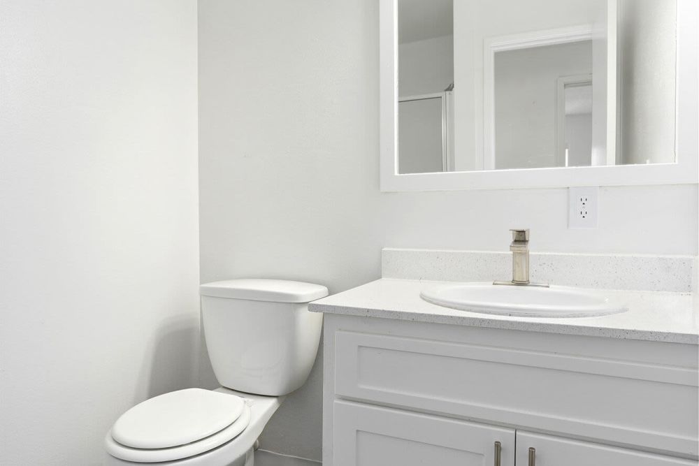 Bathroom with great lighting at Terre at 1019 Peach in El Cajon, California
