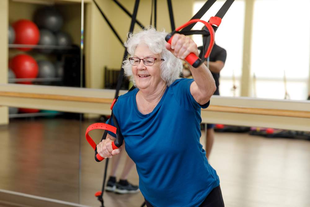 Resident working out  at Touchmark at Meadow Lake Village in Meridian, Idaho
