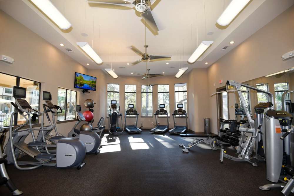 Fitness center at The Pines at Woodcreek in Humble, Texas