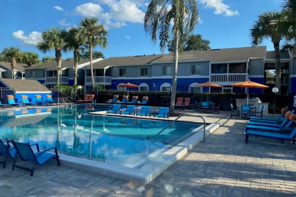 poolside seating at Latitude 28 in Altamonte Springs, Florida