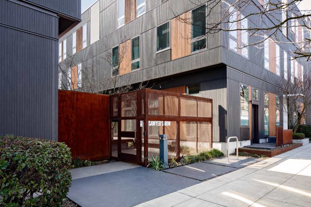 Modern entrance at Uptown NW Collection in Portland, Oregon