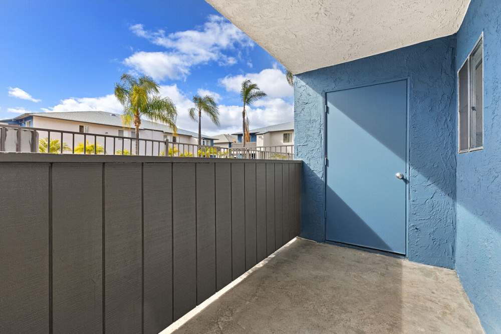Extra storage on patios at Terre at Lakeside in Lakeside, California