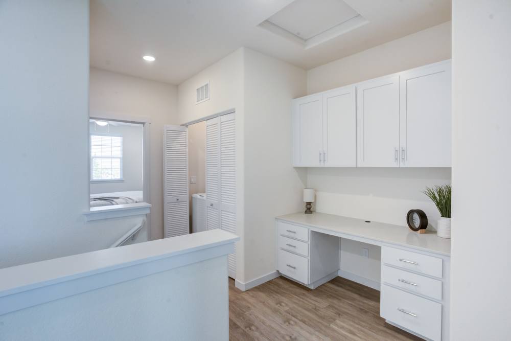 A clean and bright pantry area at The Terraces at Stanford Ranch II in Rocklin, California
