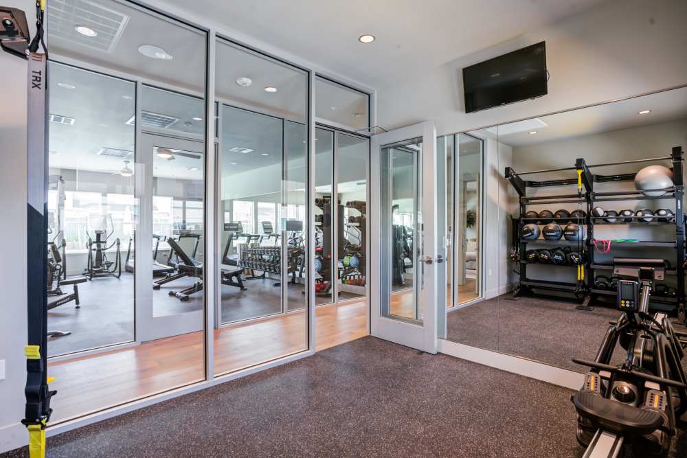 A well-equipped fitness center at The Terraces at Stanford Ranch II in Rocklin, California
