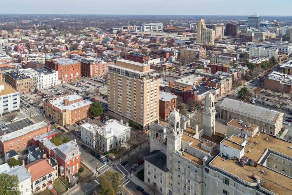The city near The Towers on Franklin in Richmond, Virginia