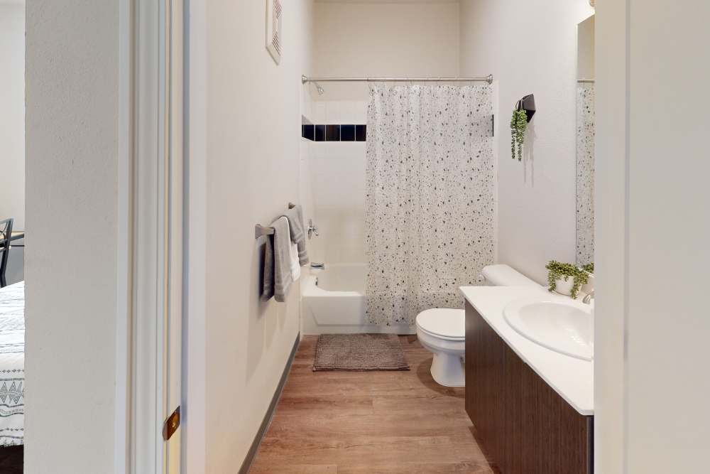 Apartment bathroom at The Quarters at Columbia in Columbia, Missouri