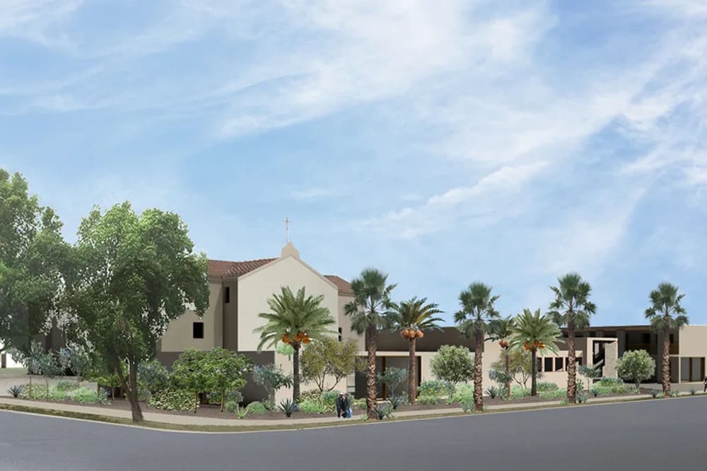 Rendering of the community at St. Michael's Apartments in Riverside, California