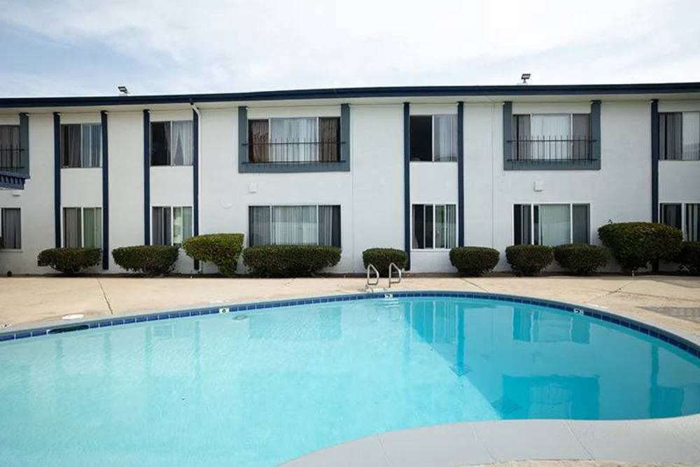 Swimming pool area at Terre at Sandalwood in El Cajon, California