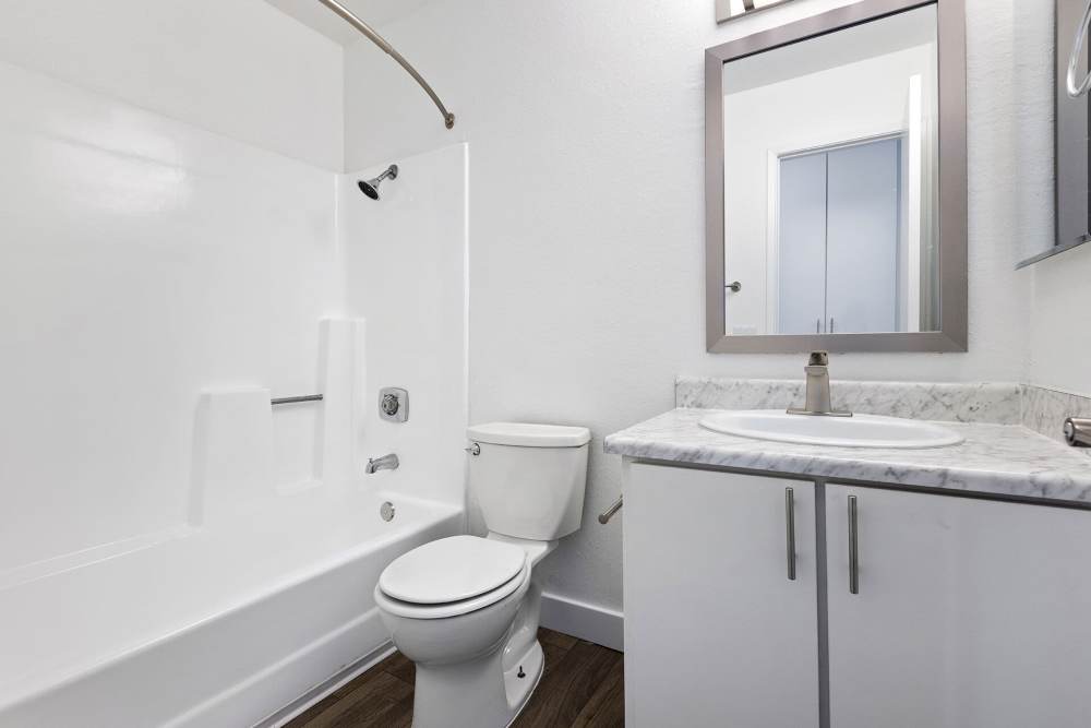 Bathroom with great lighting at Valle at Canyon in Spring Valley, California