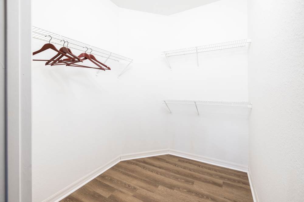 Shelving in a model apartment at Arbors at Cahaba River in Birmingham, Alabama