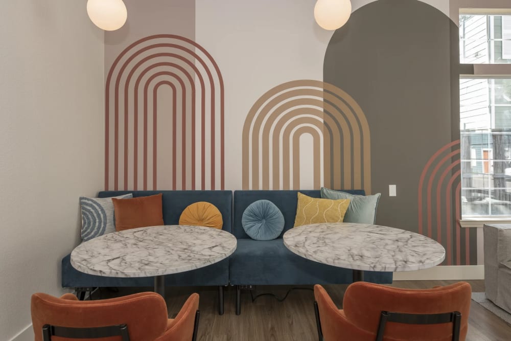 Comfortable seating in the clubhouse at Avalon in Davis, California