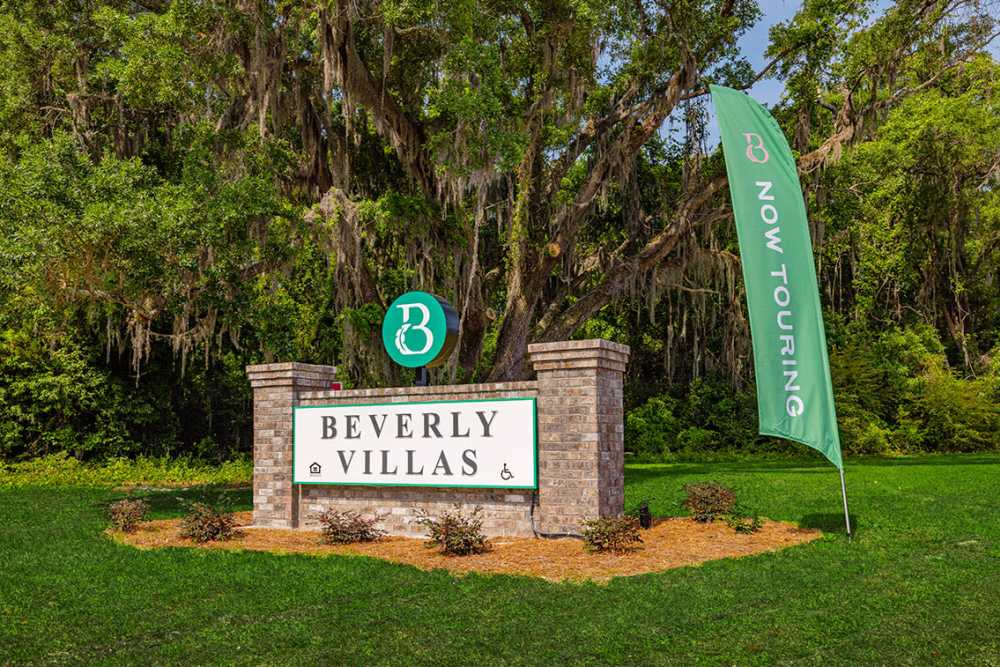 Welcome sign at Beverly Villas in Brunswick, Georgia