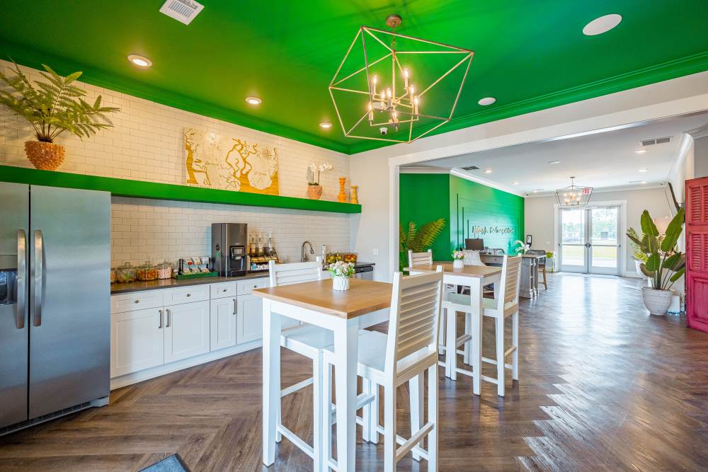 Coffee bar and high chair seating at Beverly Villas in Brunswick, Georgia