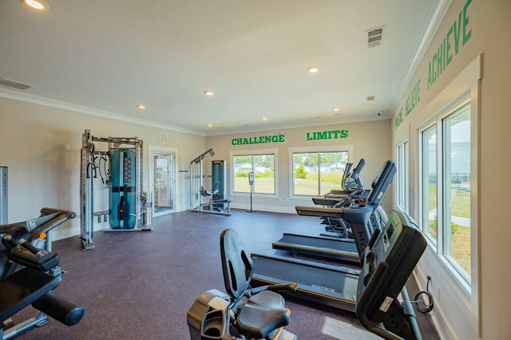 Large fitness center for resident use at Beverly Villas in Brunswick, Georgia