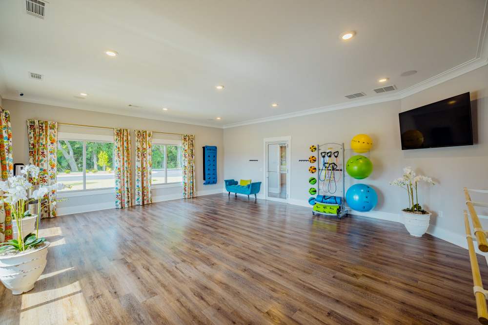 Yoga studio at Beverly Villas in Brunswick, Georgia